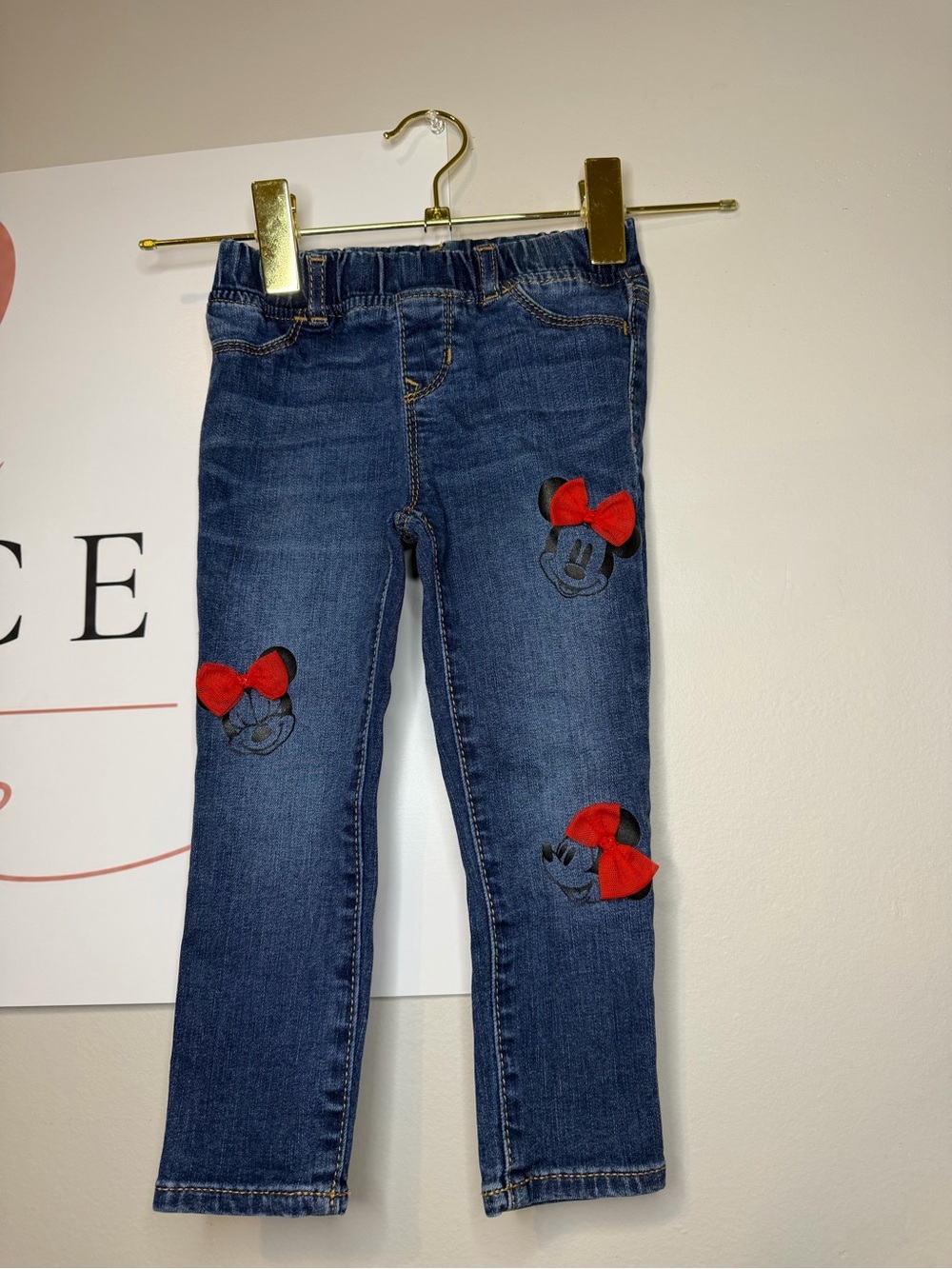GAP Girls Dark Blue Denim Jeans with Red Minnie Bows